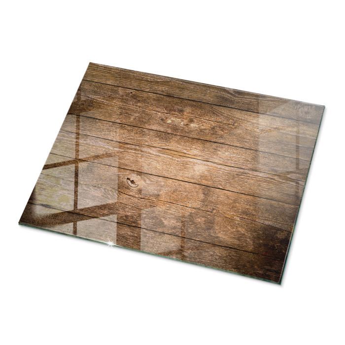 Plateau en verre 80x60 Structure de planches en bois dessus de table protection élégante Tulup