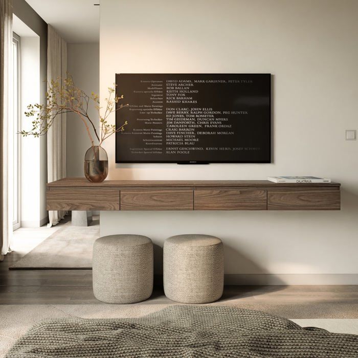 SELSEY  - Meuble Tv Bemmi Slim - 200 Cm - Aspect Bois Noyer Wisconsin