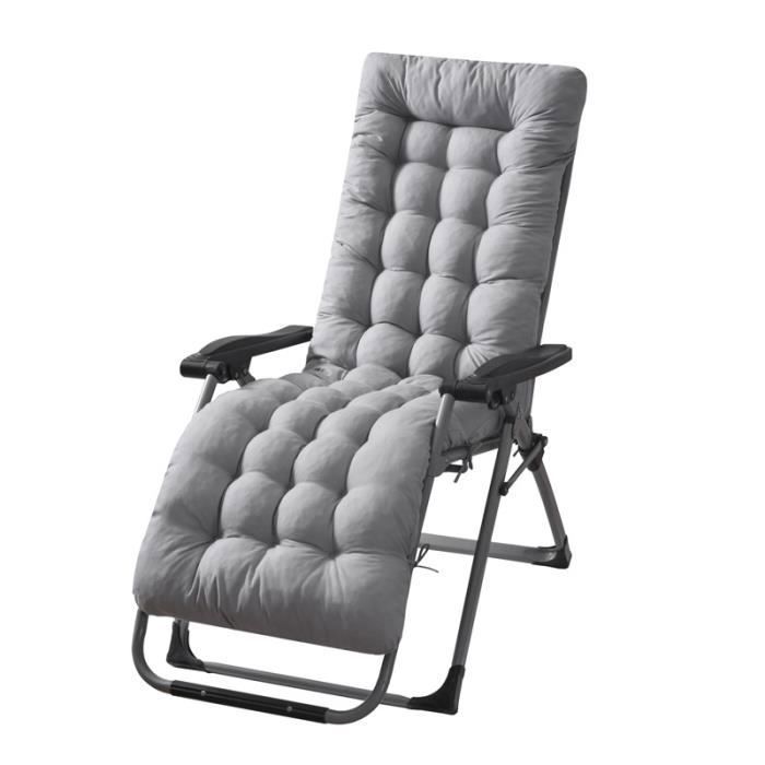 Coussin de Chaise Longue Bain de Soleil Coussin Transat Jardin Intérieur Extérieur 170*53*8CM Gris