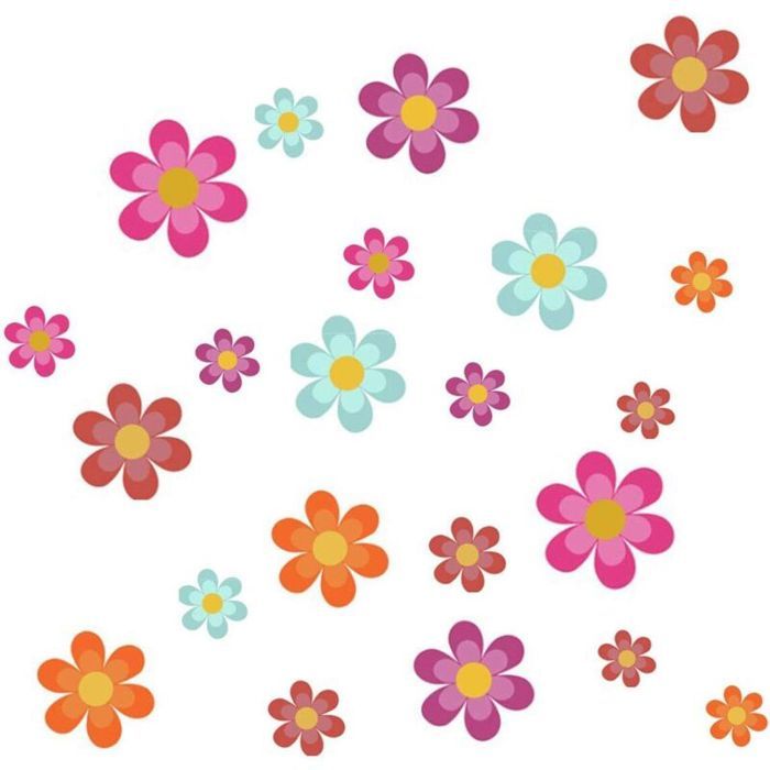 Autocollants antidérapants pour baignoire - 20 pièces - Antidérapants - Imperméables - Design floral - Multicolore - PVC