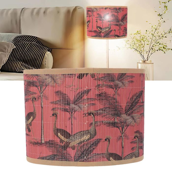 Abat-jour tambour bohème – Nosheir – impression tropicale E27/E14 – salon ou chambre – 23×12 5×17 5 cm