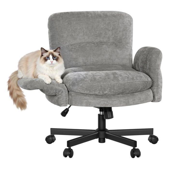WOLTU Chaise de Bureau avec Accoudoirs Réglables sur 5 Niveaux Double Coussin dAssise Chenille Gris WOLTU Chaise de Bureau avec Accoudoirs Réglables sur 5 Niveaux Double Coussin dAssise Chenille Gris