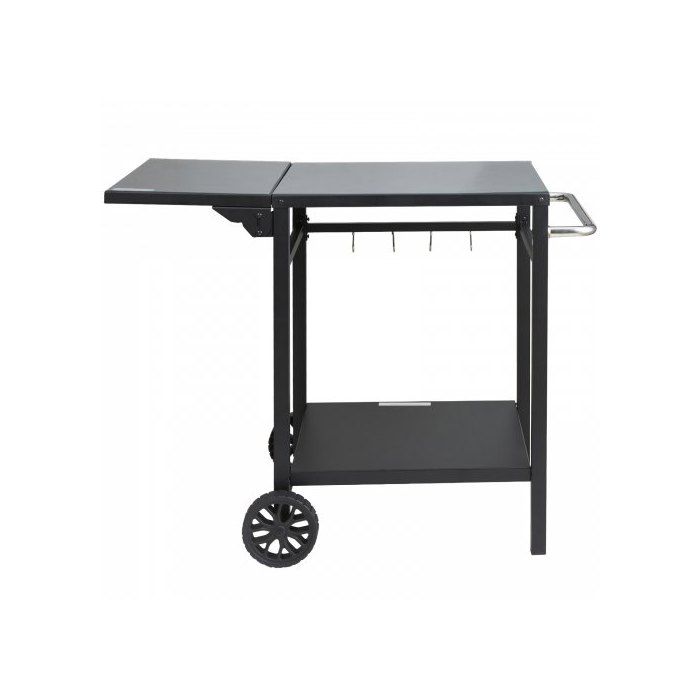 Desserte Plancha à 2 Niveaux Chariot de Barbecue avec Plan de Travail Pliable Table de Barbecue sur Roulettes pour Four à Pizza Pr