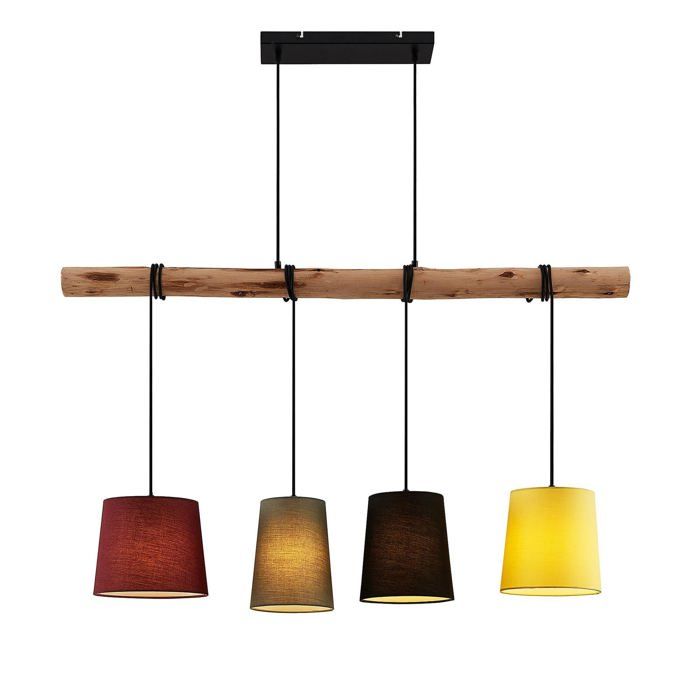 Suspension - Lindby - lampe suspendue - Bois Tissu textile - 116 x 23 x 22 cm - rouge gris Suspension - Lindby - lampe suspendue - Bois Tissu textile - 116 x 23 x 22 cm - rouge gris