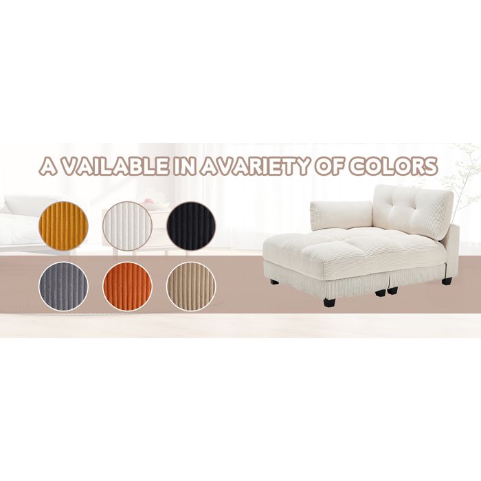 Modenuit Fauteuil relax en velours côtelé beige avec accoudoirs porte-gobelet poche latérale et USB