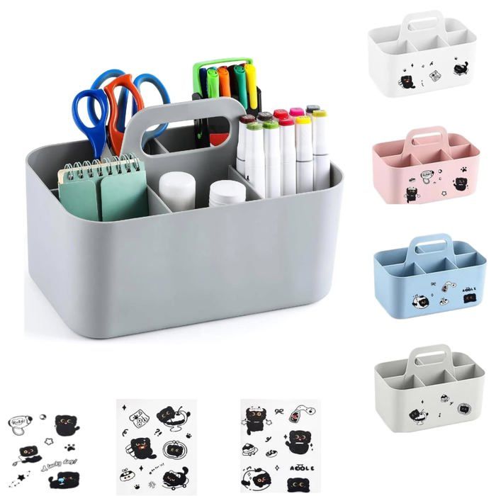 Boîte de rangement à 5 compartiments idéale pour organiser et ranger vos affaires (gris clair)
