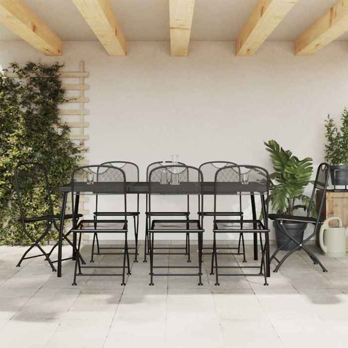 VIDAXL Ensemble Table avec chaises jardin (9 pcs) - ANTI-UV - anthracite métal maille 54x40x86 cm M2880 VIDAXL Ensemble Table avec chaises jardin (9 pcs) - ANTI-UV - anthracite métal maille 54x40x86 cm M2880