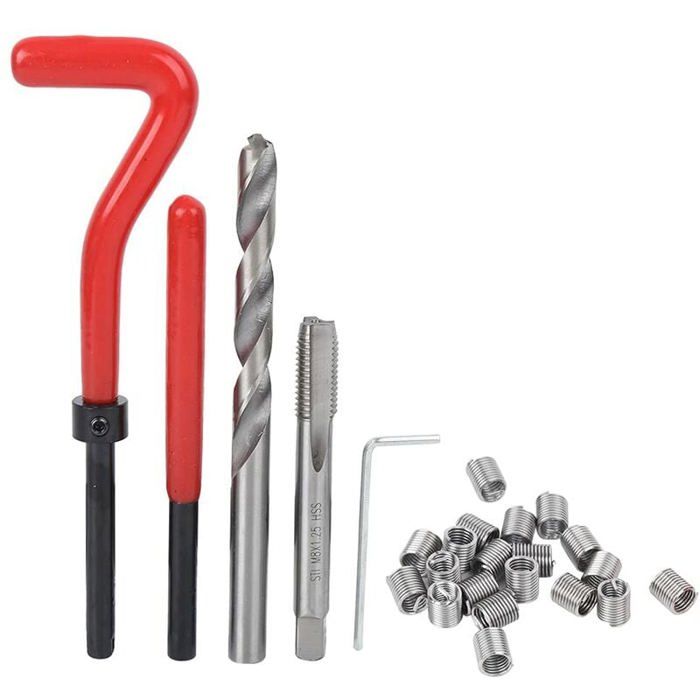 Kit de réparation 25 pièces Inserts filetés M8 Acier trempé