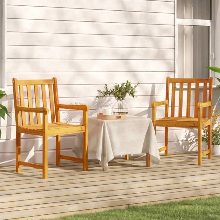 Chaises/Fauteuils de jardin Antirouille (lot de 2) Bois dacacia solide - Meuble dExtérieur LL1199