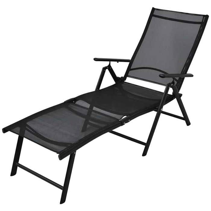Transat 1 place 1 PC CHAISE LONGUE pliable Aluminium Noir LL3956