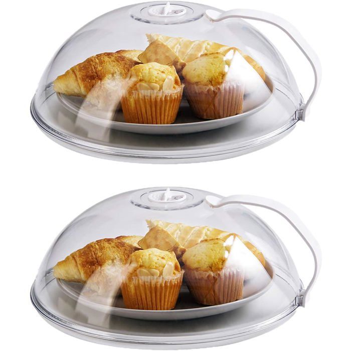 Lot de 2 couvercles micro-ondes plastique PP sans BPA aérations réglables poignée ergonomique pour plats et bols .
