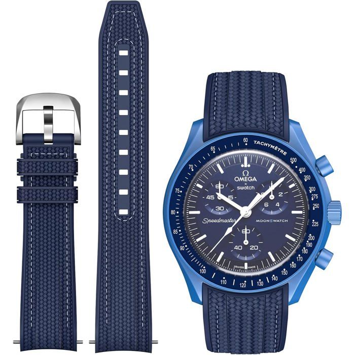 Bracelet en silicone pour montre Omega X Swatch Speedmaster Moonswatch bracelet incurvé à dégagement rapide pour homme et femme.