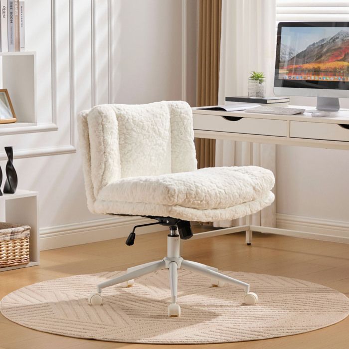 Chaise de bureau à roulettes- WILITTO - hauteur réglable - Dossier moelleux - ergonomique - Contemporain - 67x445x86cm - Blanc