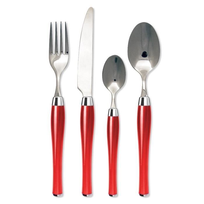 Ménagère 24 pièces - Purity - Rouge - Acier 18/0 - Manche bi-matière - Compatible lave-vaisselle Ménagère 24 pièces - Purity - Rouge - Acier 18/0 - Manche bi-matière - Compatible lave-vaisselle