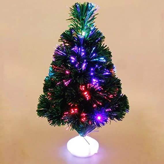 Sapin de Noël AMOUNE Mini Arbre Artificiel 45 cm Fibre Optique LED Multicolore