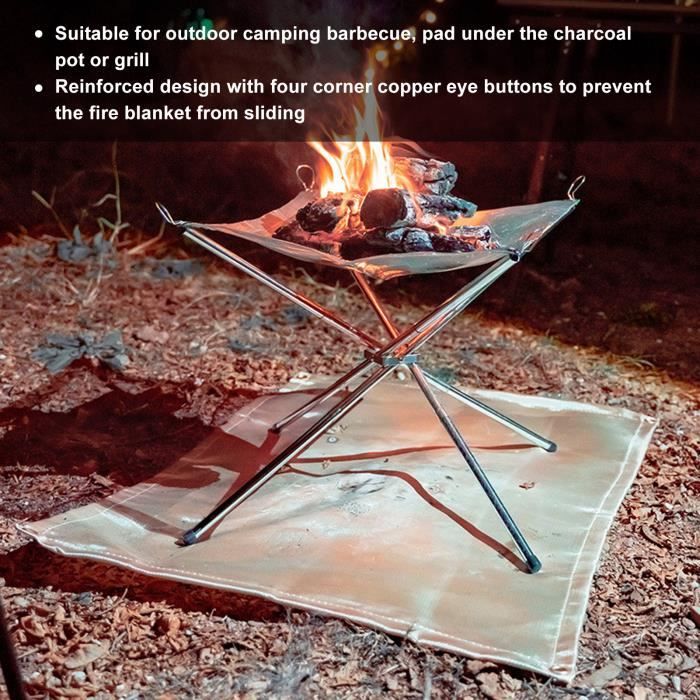 Couverture Anti-Feu 1m X 1m - Fibre De Verre - Pour Cuisine, Cheminée, Camping - Norme EN-1869