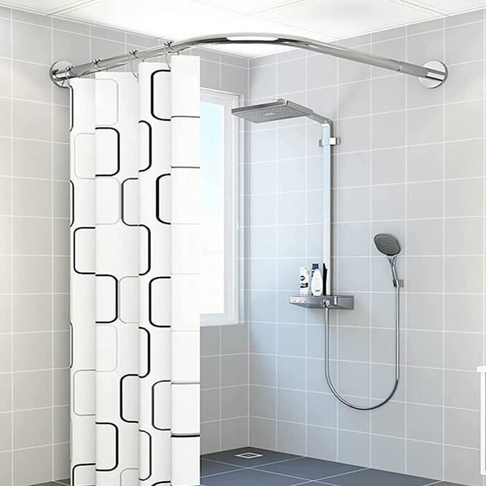 Tringle rideau douche angle sans perçage, extensible barre de rideau de  douche, tringle à rideau en acier inoxydable en noir[364] - Cdiscount Maison