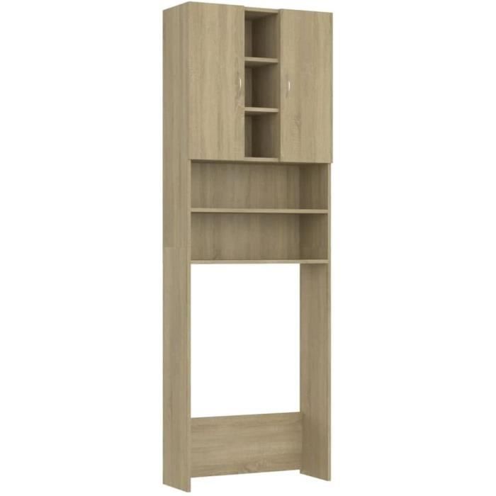Meuble pour Machine Laver Armoire Haute de Rangement Armoire Lave-Linge Prsentoir Buanderie Intrieur Chne Sonoma 64x25 5x190 c[310]