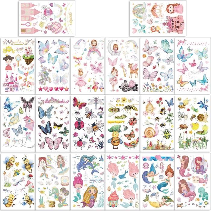 Lot De 30 Feuilles De Tatouages Temporaires Pour Enfants - 380 Motifs Brillants Dans Le Noir - Fêtes Et Cadeaux