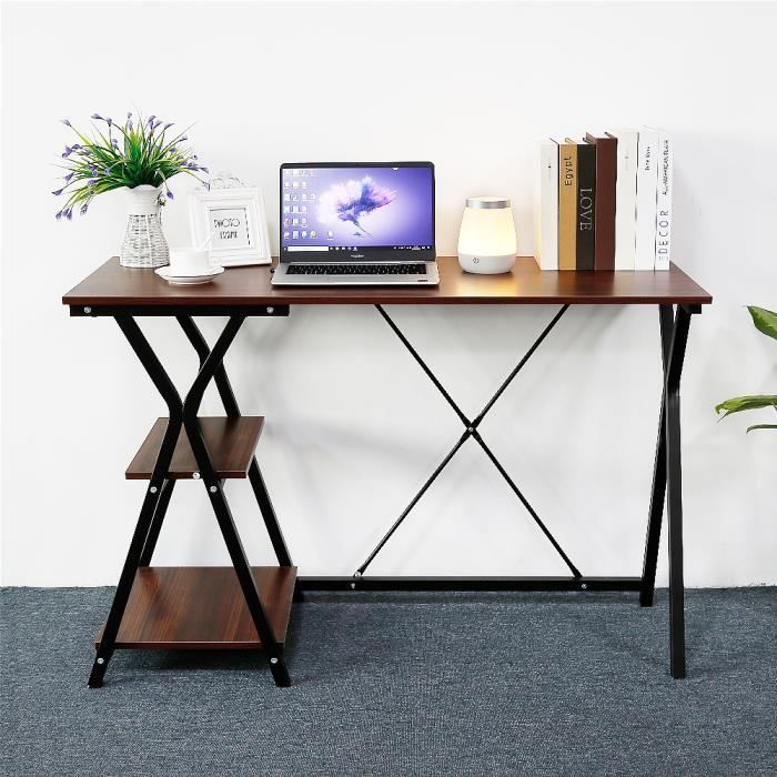 Bureau Informatique Table D Ordinateur Meuble De Rangement Avec Structure En Metal Achat Vente Bureau Bureau Informatique Table D Cdiscount