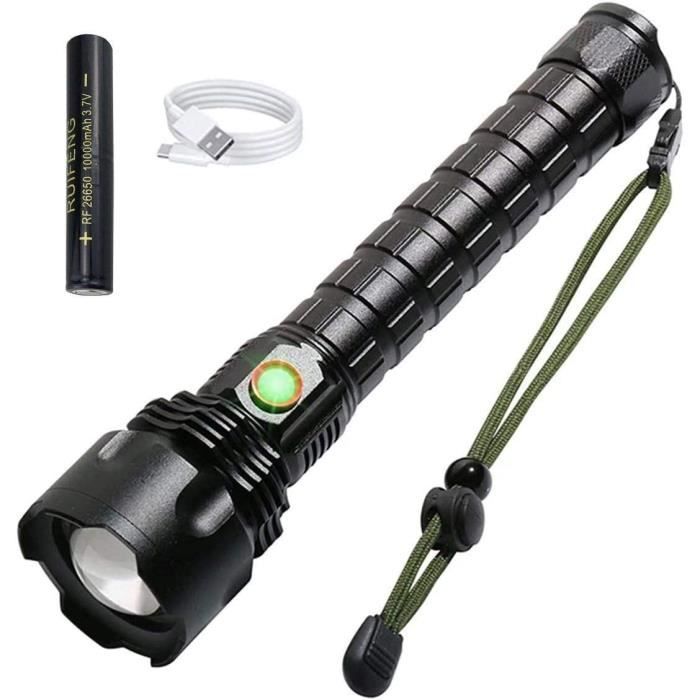 HTWGTorche LED XHP70 de 20000 lumens, lampes de poche rechargeables ultra lumineuses de lampe