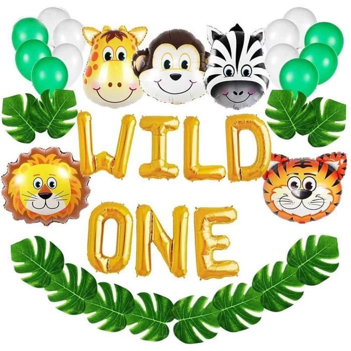 Gresunny Jungle Décorations Anniversaire Latex Ballons et Safari Forest