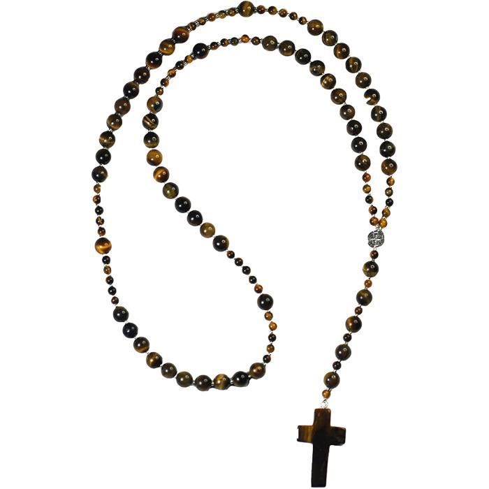 Chapelet De Pierres Naturelles Et Acier Inoxydable, Chapelet Religieux