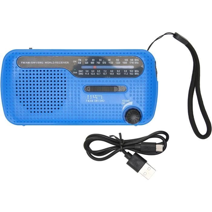 Radio D'Urgence Solaire Et Manivelle – Lampe LED, Bluetooth 5.3, AM/FM/NOAA – Multicolore