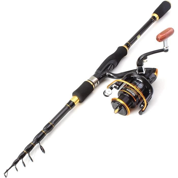 Ensemble Canne à Pêche Télescopique 2,1 M + Moulinet - Kit Débutant Avec Leurres Et Sac