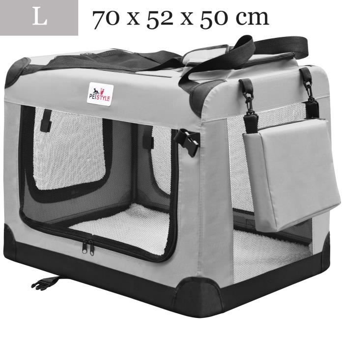 Cage De Transport Chien Chat Taille L Charge Max 15 Kg 70 52 50 Cm Caisse Sac Pliable Gris Cdiscount Cage De Transport Chien Chat Taille L Charge Max 15 Kg 70 52 50 Cm Caisse Sac Pliable Gris Cdiscount