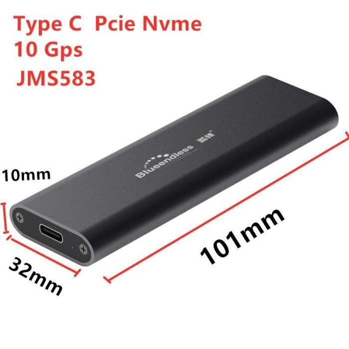 Disque dur externe NVME SSD M2, USB boîtier SSD, 10Gbps, coque en