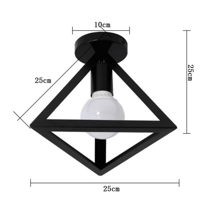 Plafonnier Triangle en Métal Moderne Simple Lustre Cage Fer Luminaire Noir pour Chambre Salon