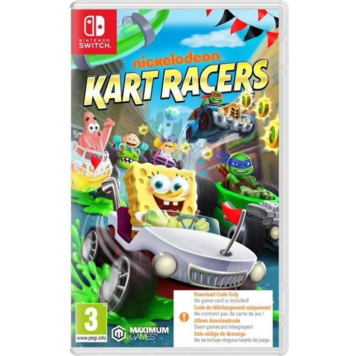 Jeu vidéo - Nickelodeon - Kart Racers - Nintendo Switch - Code de téléchargement - Multijoueur local