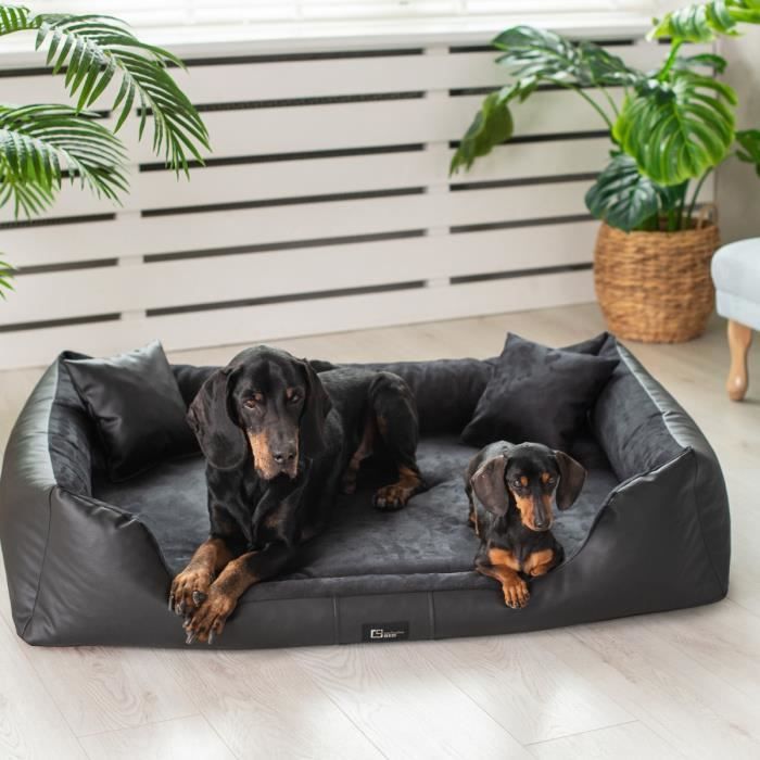 Meilleurs prix pour Lit orthopédique pour chien  Eden ‘’ Cuir écologique + Alcantara L 110 cm x 90 cm