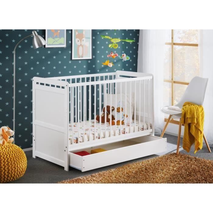 Berceau Bebe Lit Bebe Evolutif Avec Tiroir 60x1cm Blanc Mat Barreaux Amovibles Tymek Cdiscount Puericulture Eveil Bebe
