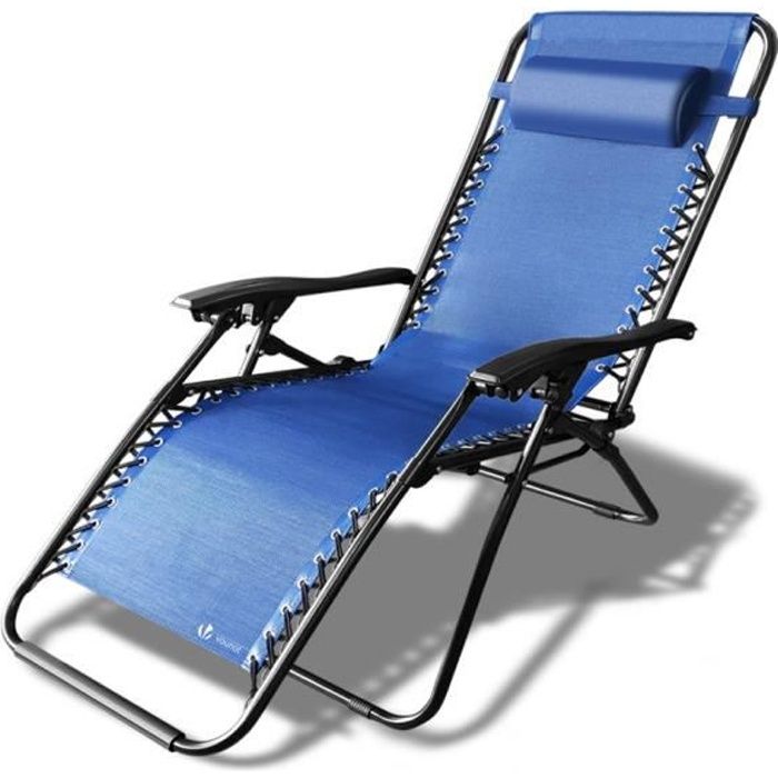 VOUNOT Chaise Longue inclinable avec Support de Gobelet Chaise de