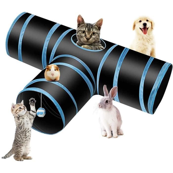 Tunnel Chat Jeu Chat Pliable Jouet pour Les Chats Lapins Chiens Animaux de Compagnie avec Jouet pour Chat Canne a Peche