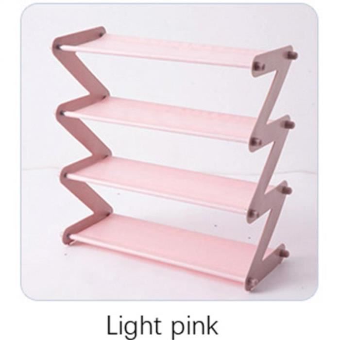 meuble à chaussures - étagère de rangement en acier inoxydable multi-couche en forme de z - type 04 - rose