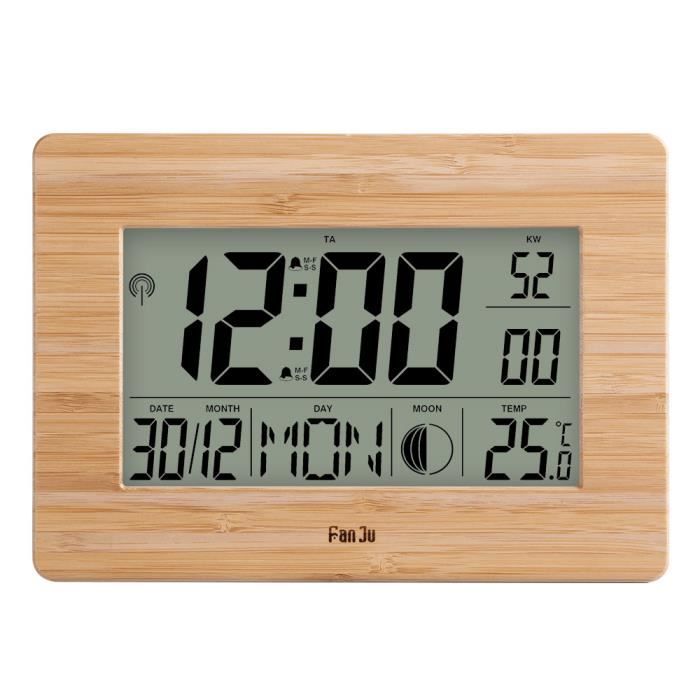 bois horloge murale numérique DCF, alarme de température intérieure, Table de chevet, décoration de salon, t