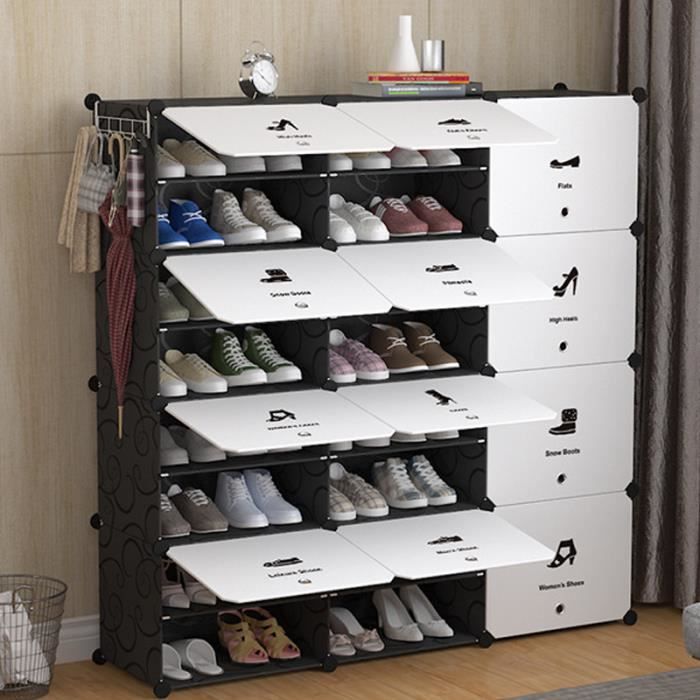 Meuble à Chaussures - LEOCLOTHO - Armoire avec Porte-Parapluie - 12 Portes - Imperméable - Facile à Monter