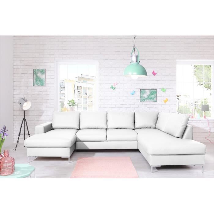 Canape D Angle Droit Convertible Coffre Lilly Simili Blanc Achat