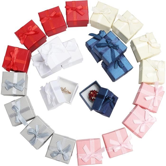 12 Boîtes Cadeaux Bijoux 7x7cm - Écrins Noirs Pour Collier, Bague, Boucles D'Oreilles