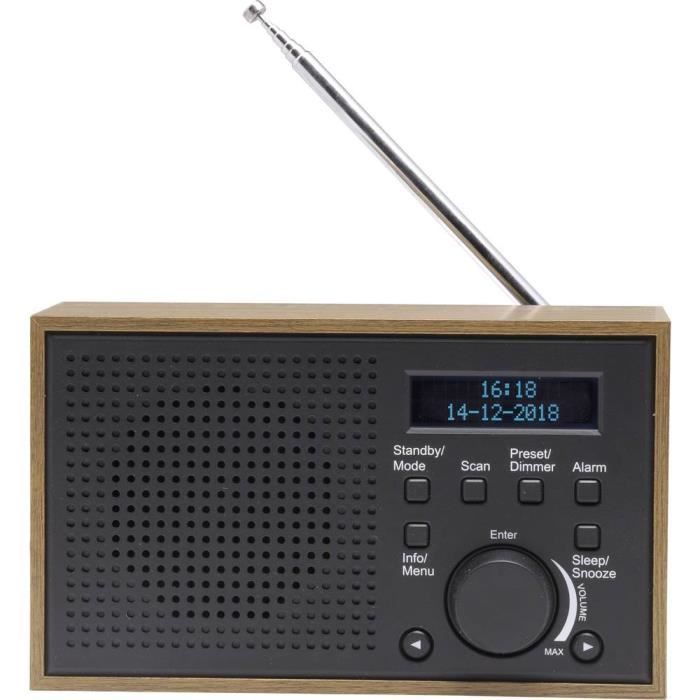 Radio-réveil - DENVER - DAB-46 - Fonction dalarme - Couleur gris foncé - Écran rétroéclairé