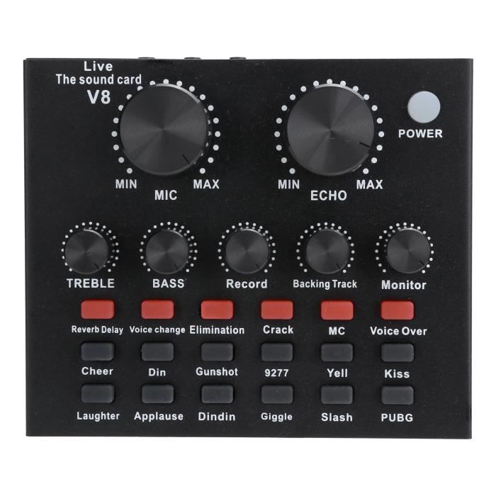 Carte Son Live V8 Avec Effets Vocaux & Changeur De Voix – 12 Sons Électroniques, Batterie 12h, Idéal Pour Streaming, Karaoké Et Enregistrement