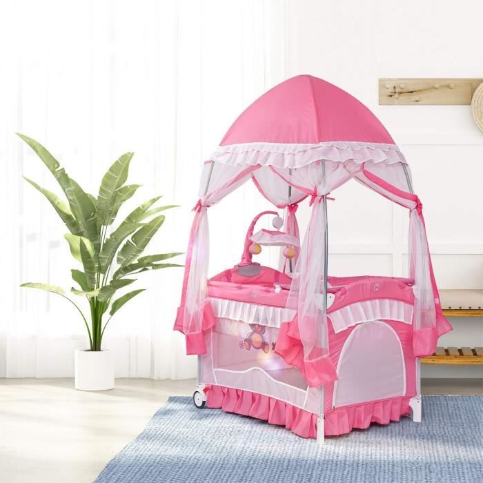 Dreamade Lit Parapluie Bebe Avec Moustiquaire Porte Couche Roue Avec Frein Jouet Suspendue Et Musique Pour Bebe 0 36 Mois Rose Cdiscount Puericulture Eveil Bebe