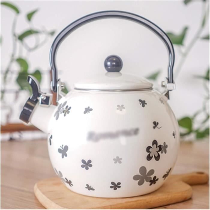 Bouilloire Vintage Pour Induction Gaz, 2.4 L Théière Acier Émaillé