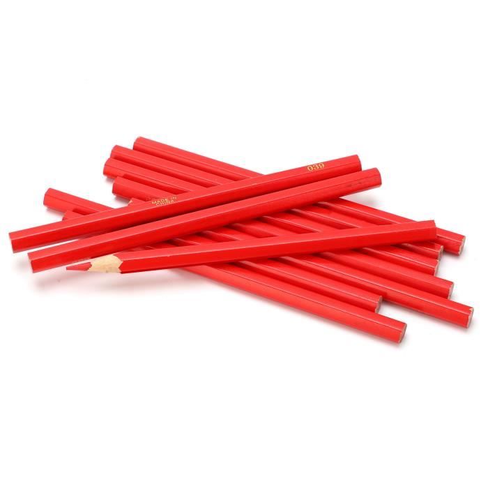 EJ.life Crayons de menuisier 10pcs Crayon de Menuisier Rouge Noyau ...