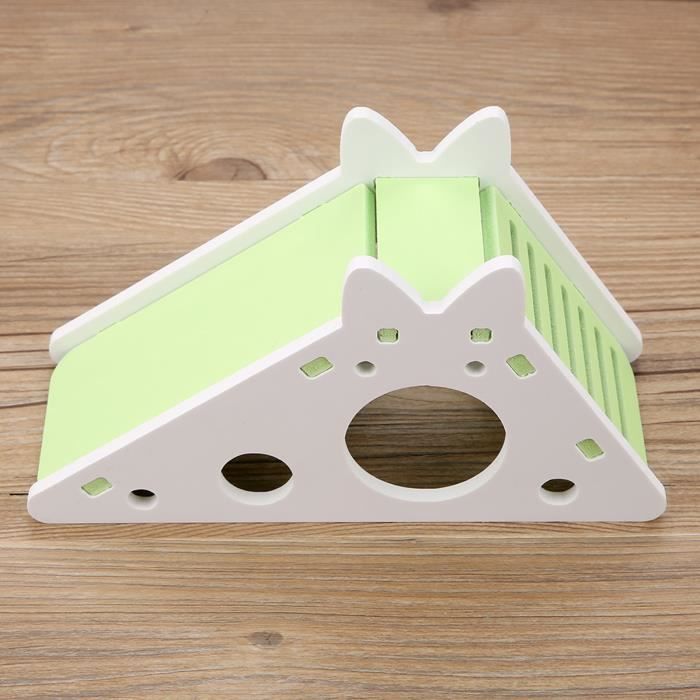 Comparer les prix de Jouet de hamster en bois FAFEICY - Maison assemblée avec escaliers - Rose Vert