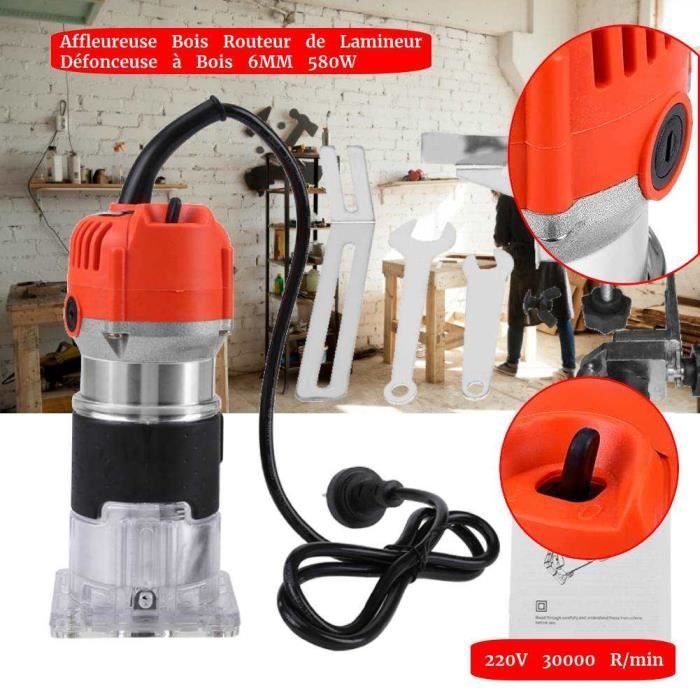 Défonceuse Affleureuse Électrique Bois,600W Affleureuse Sans Fil Routeur à Bois Électrique 12000