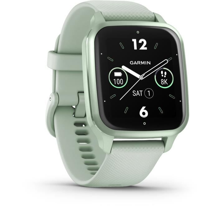 Montre connectée GARMIN Venu Sq 2 Metallic Mint avec bracelet vert d'eau